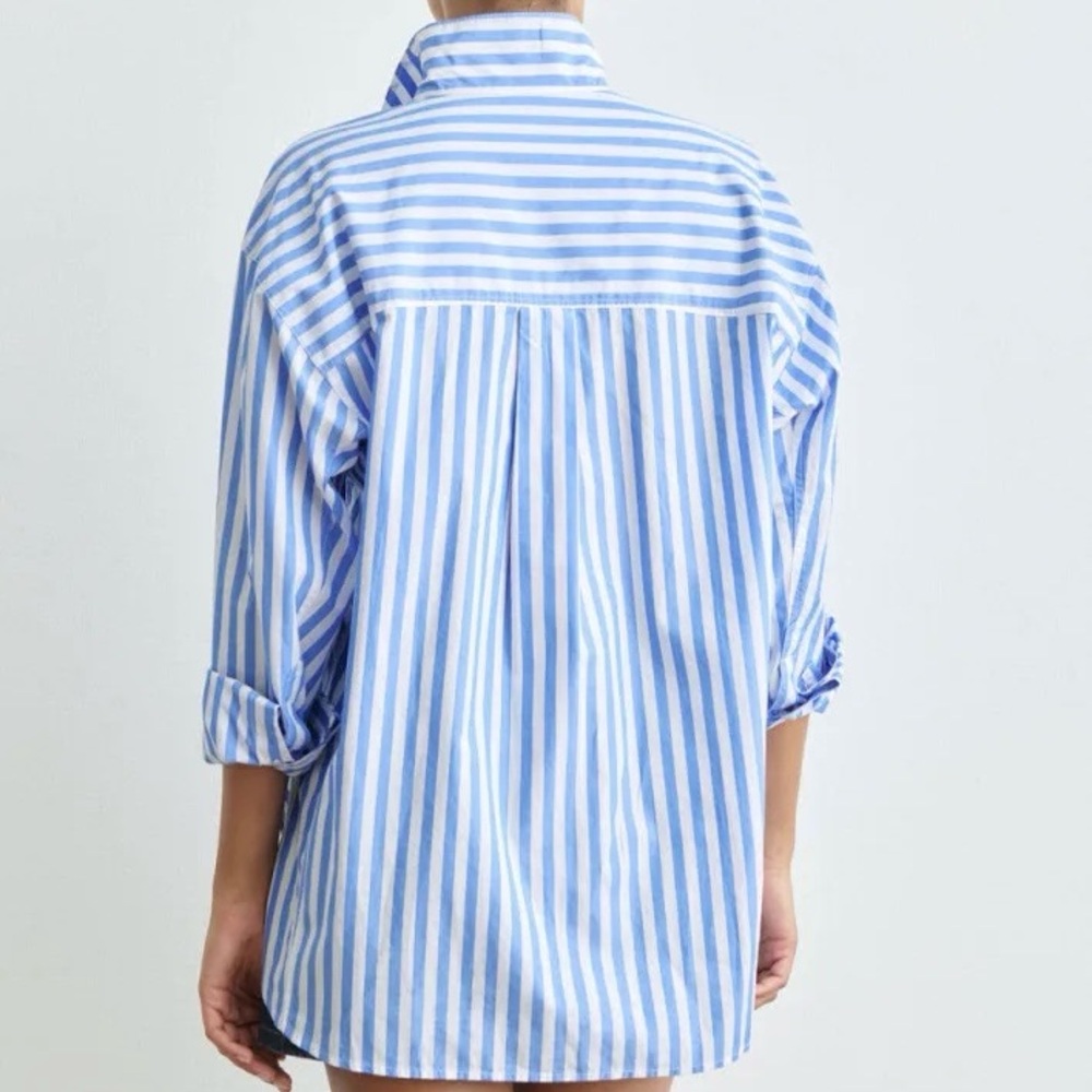 AYR The Tate Oxford Cloth Collared Long Sleeve Shirt in White Size Large - Picture 10 of 10